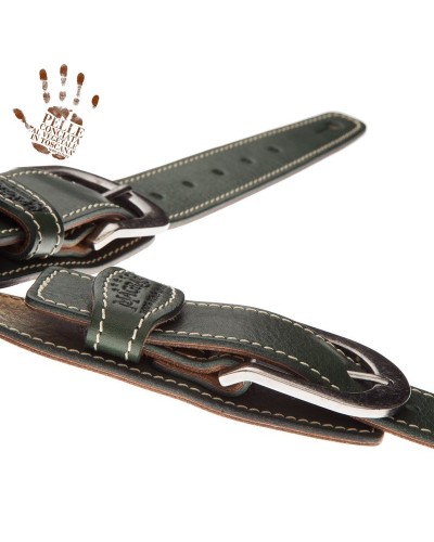 magrabò guitar straps | twin buckle ts core verde 7 cm round silver buckle