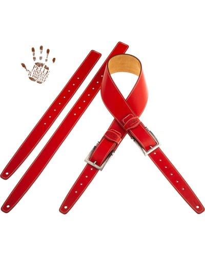 Tracolla per Chitarra e Basso Rosso Vera Pelle Conciata Al Vegetale 7 Cm Meccano Twin Buckle TS Core 