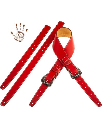 magrabò guitar straps | twin buckle ts core red 7 cm skull & roses silver buckle