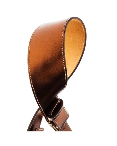 Guitar Strap Bronze Certified Vegetable Tanned Leather 7 Cm Meccano Twin Buckle TS Embossed 