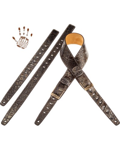 magrabò guitar straps | twin buckle ts embossed cocco dalma 7 cm tongue brass buckle