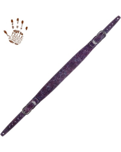 Guitar Strap Violet Certified Vegetable Tanned Leather 7 Cm Round Seurat Twin Buckle TS Embossed 