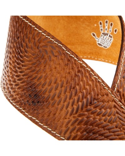 magrabò guitar straps | twin buckle ts embossed swivel brown 7 cm meccano brass buckle