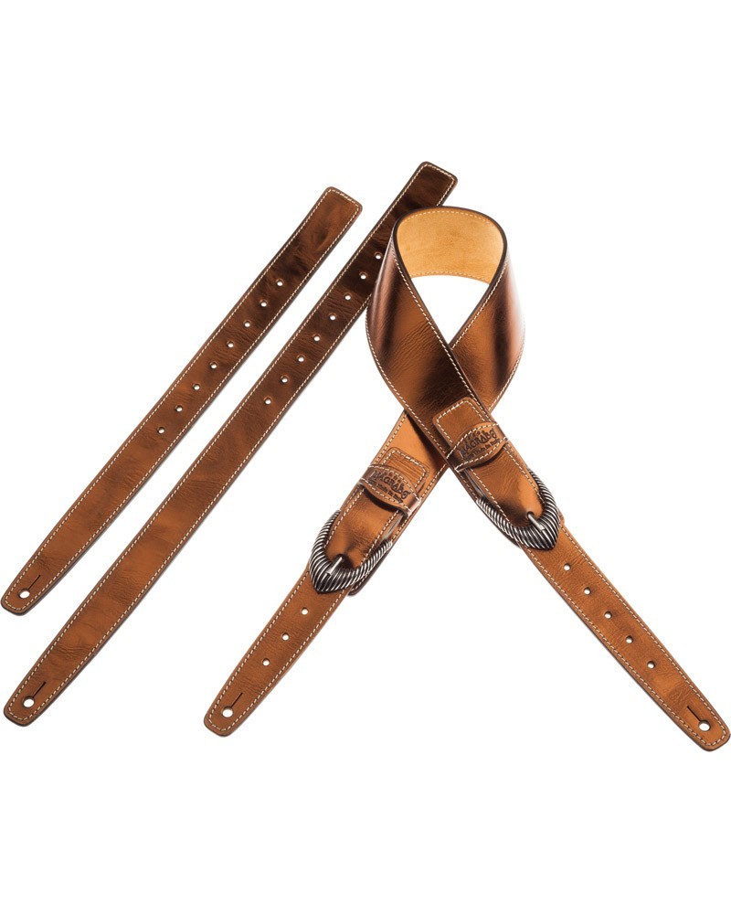 magrabò guitar straps | twin buckle ts metallic bronze 7 cm groove silver buckle