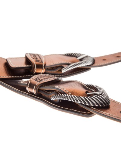 magrabò guitar straps | twin buckle ts metallic bronze 7 cm groove silver buckle