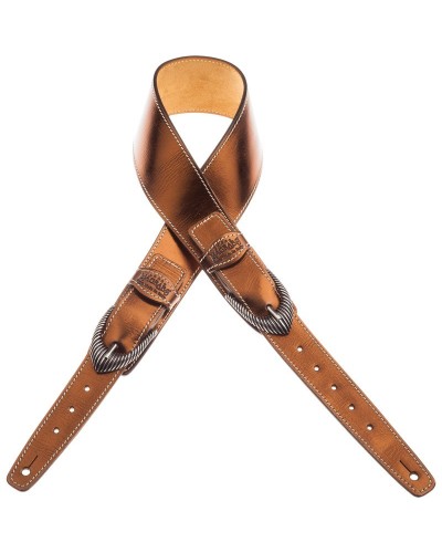 magrabò guitar straps | twin buckle ts metallic bronze 7 cm groove silver buckle