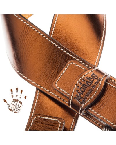 magrabò guitar straps | twin buckle ts metallic bronze 7 cm groove silver buckle