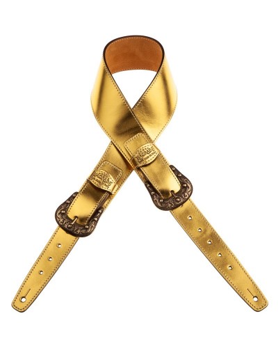 magrabò guitar straps | twin buckle ts metallic gold 7 cm sun silver buckle