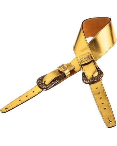 magrabò guitar straps | twin buckle ts metallic gold 7 cm sun silver buckle