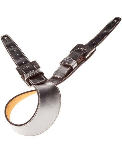 Tracolla per Chitarra e Basso Acciaio Vera Pelle 7 Cm Scaled Twin Buckle TS Metallic 