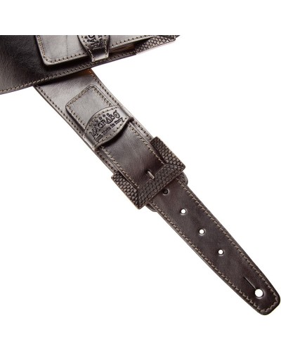 Guitar Strap Steel Genuine Leather 7 Cm Scaled Twin Buckle TS Metallic 