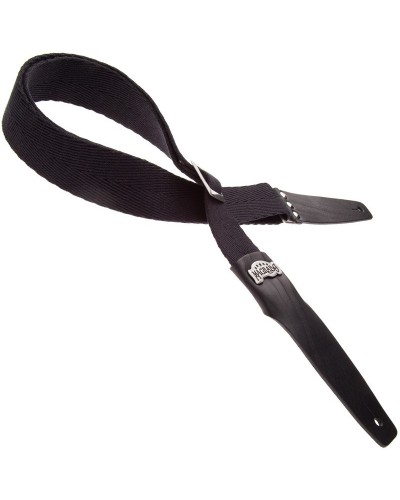 Guitar Strap Black Cotton And Genuine Leather 5 Cm Core Stripe SC Cotton 