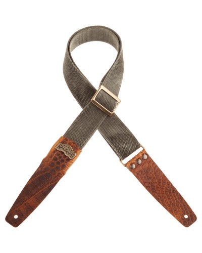 magrabò guitar straps | stripe sc cotton washed olive green 5 cm terminals cocco pros brown, recta brass buckle