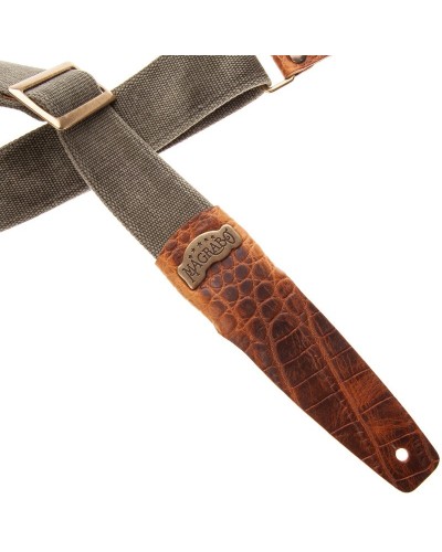 magrabò guitar straps | stripe sc cotton washed olive green 5 cm terminals cocco pros brown, recta brass buckle