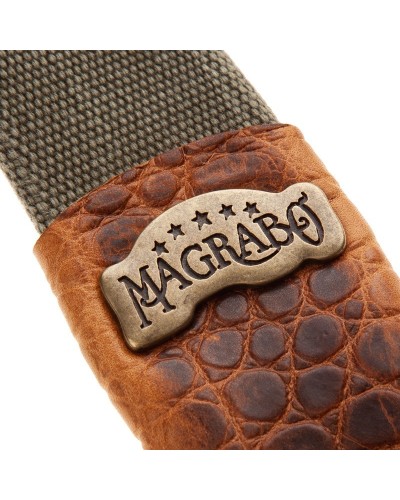 magrabò guitar straps | stripe sc cotton washed olive green 5 cm terminals cocco pros brown, recta brass buckle