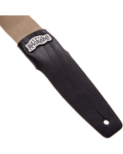 Guitar Strap Beige Cotton And Genuine Leather 5 Cm Core Stripe SC Cotton 