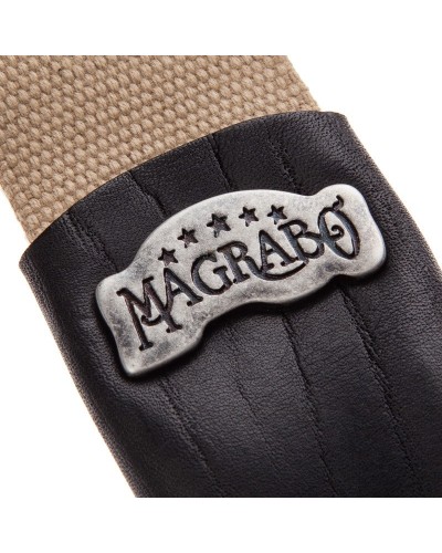 magrabò guitar straps | stripe sc cotton beige 5 cm terminals core black, recta silver buckle