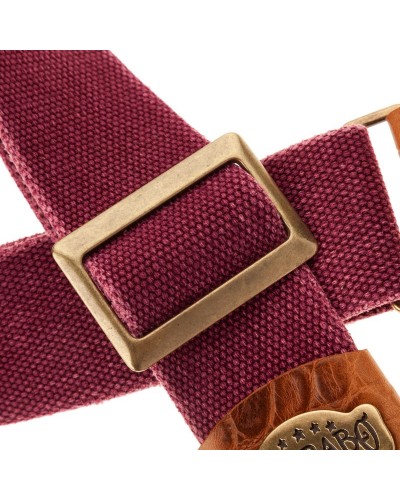 magrabò guitar straps | stripe sc cotton washed bordeaux 5 cm terminals cocco pros brown, recta brass buckle