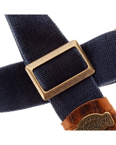 magrabò guitar straps | stripe sc cotton washed blue 5 cm terminals cocco pros brown, recta brass buckle