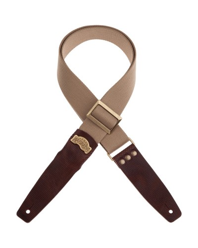 magrabò guitar straps | stripe sc cotton beige 5 cm terminals twinkle dark brown, recta brass buckle