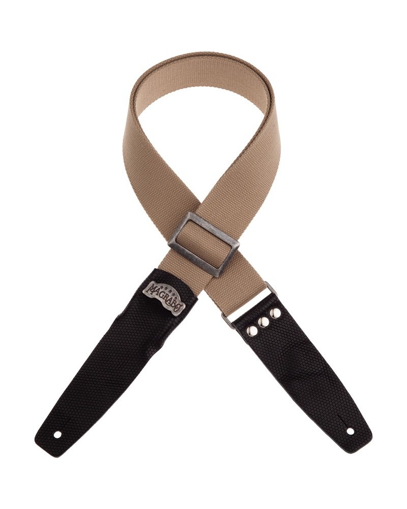 magrabò guitar straps | stripe sc cotton beige 5 cm terminals twinkle black, recta silver buckle