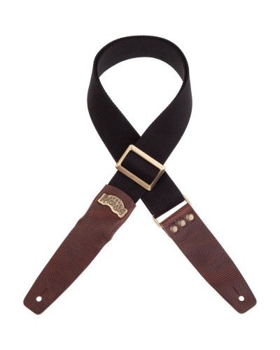 Guitar Strap Black Cotton And Genuine Leather 5 Cm Twinkle Stripe SC Cotton 