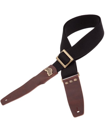 magrabò guitar straps | stripe sc cotton black 5 cm terminals twinkle dark brown, recta brass buckle