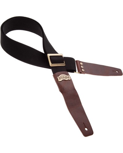 magrabò guitar straps | stripe sc cotton black 5 cm terminals twinkle dark brown, recta brass buckle