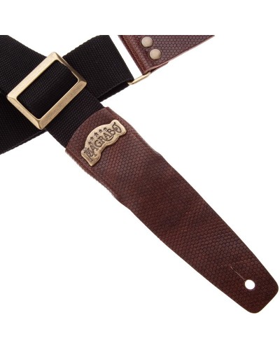 magrabò guitar straps | stripe sc cotton black 5 cm terminals twinkle dark brown, recta brass buckle