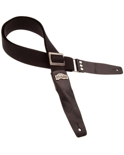 Guitar Strap Black Cotton And Genuine Leather 5 Cm Twinkle Stripe SC Cotton 