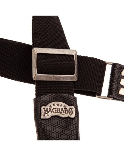 magrabò guitar straps | stripe sc cotton black 5 cm terminals twinkle black, recta silver buckle