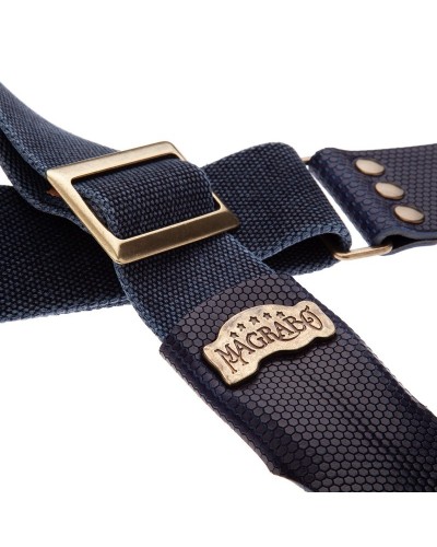 magrabò guitar straps | stripe sc cotton washed blue 5 cm terminals twinkle blue, recta brass buckle