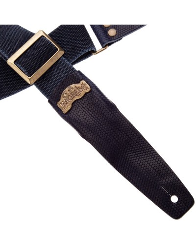 Guitar Strap Blu Cotton And Genuine Leather 5 Cm Twinkle Stripe SC Cotton Washed 