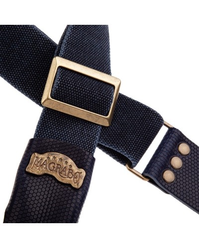 magrabò guitar straps | stripe sc cotton washed blue 5 cm terminals twinkle blue, recta brass buckle