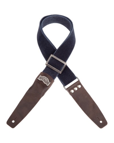 Guitar Strap Blu Cotton And Genuine Leather 5 Cm Twinkle Stripe SC Cotton Washed 