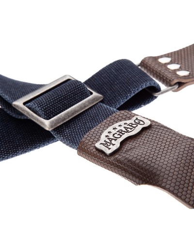 magrabò guitar straps | stripe sc cotton washed blue 5 cm terminals twinkle grey, recta silver buckle