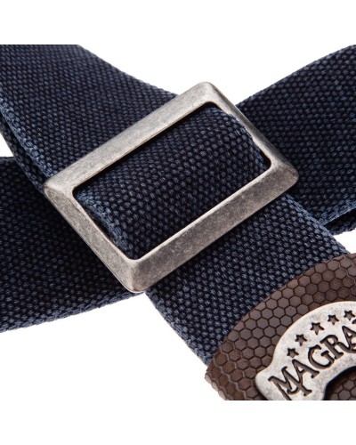 magrabò guitar straps | stripe sc cotton washed blue 5 cm terminals twinkle grey, recta silver buckle