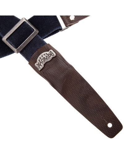 Guitar Strap Blu Cotton And Genuine Leather 5 Cm Twinkle Stripe SC Cotton Washed 