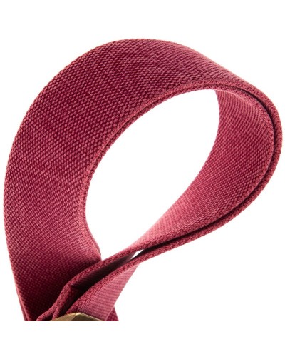 Guitar Strap Bordeaux Cotton And Genuine Leather 5 Cm Embossed Stripe SC Cotton Washed 