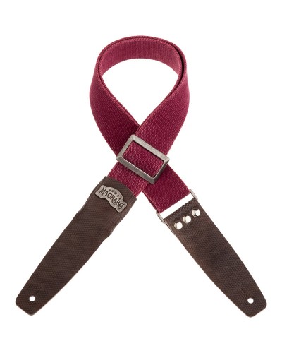 Guitar Strap Bordeaux Cotton And Genuine Leather 5 Cm Twinkle Stripe SC Cotton Washed 