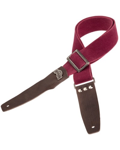 Guitar Strap Bordeaux Cotton And Genuine Leather 5 Cm Twinkle Stripe SC Cotton Washed 