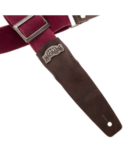 Guitar Strap Bordeaux Cotton And Genuine Leather 5 Cm Twinkle Stripe SC Cotton Washed 