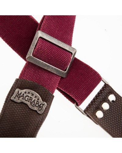 Guitar Strap Bordeaux Cotton And Genuine Leather 5 Cm Twinkle Stripe SC Cotton Washed 