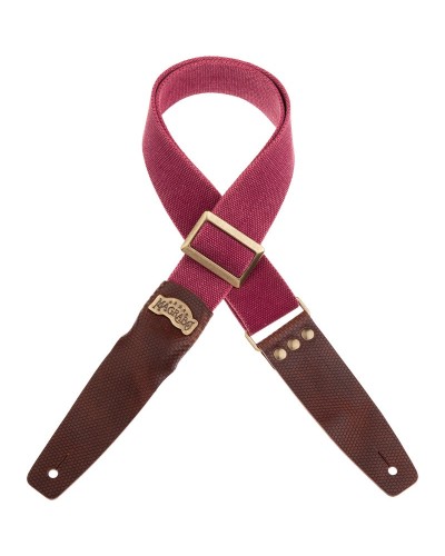 Guitar Strap Bordeaux Cotton And Genuine Leather 5 Cm Twinkle Stripe SC Cotton Washed 