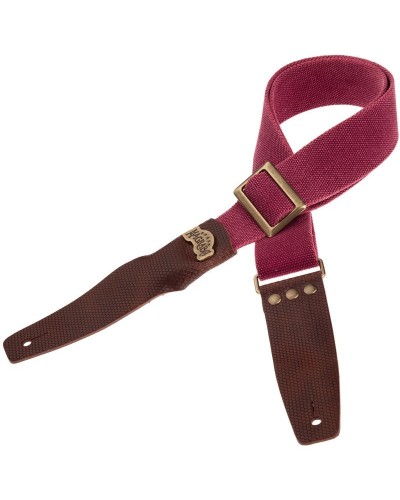 Guitar Strap Bordeaux Cotton And Genuine Leather 5 Cm Twinkle Stripe SC Cotton Washed 