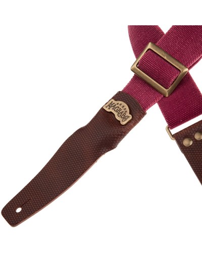 Guitar Strap Bordeaux Cotton And Genuine Leather 5 Cm Twinkle Stripe SC Cotton Washed 