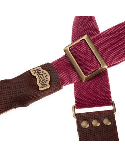 Guitar Strap Bordeaux Cotton And Genuine Leather 5 Cm Twinkle Stripe SC Cotton Washed 