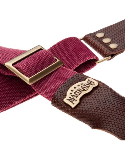 Guitar Strap Bordeaux Cotton And Genuine Leather 5 Cm Twinkle Stripe SC Cotton Washed 