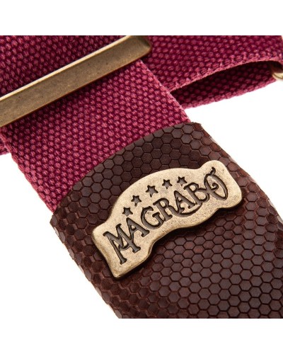 Guitar Strap Bordeaux Cotton And Genuine Leather 5 Cm Twinkle Stripe SC Cotton Washed 