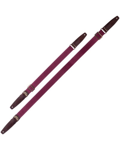 Tracolla per Chitarra e Basso Bordeaux Cotone E Vera Pelle 5 Cm Twinkle Stripe SC Cotton Washed 